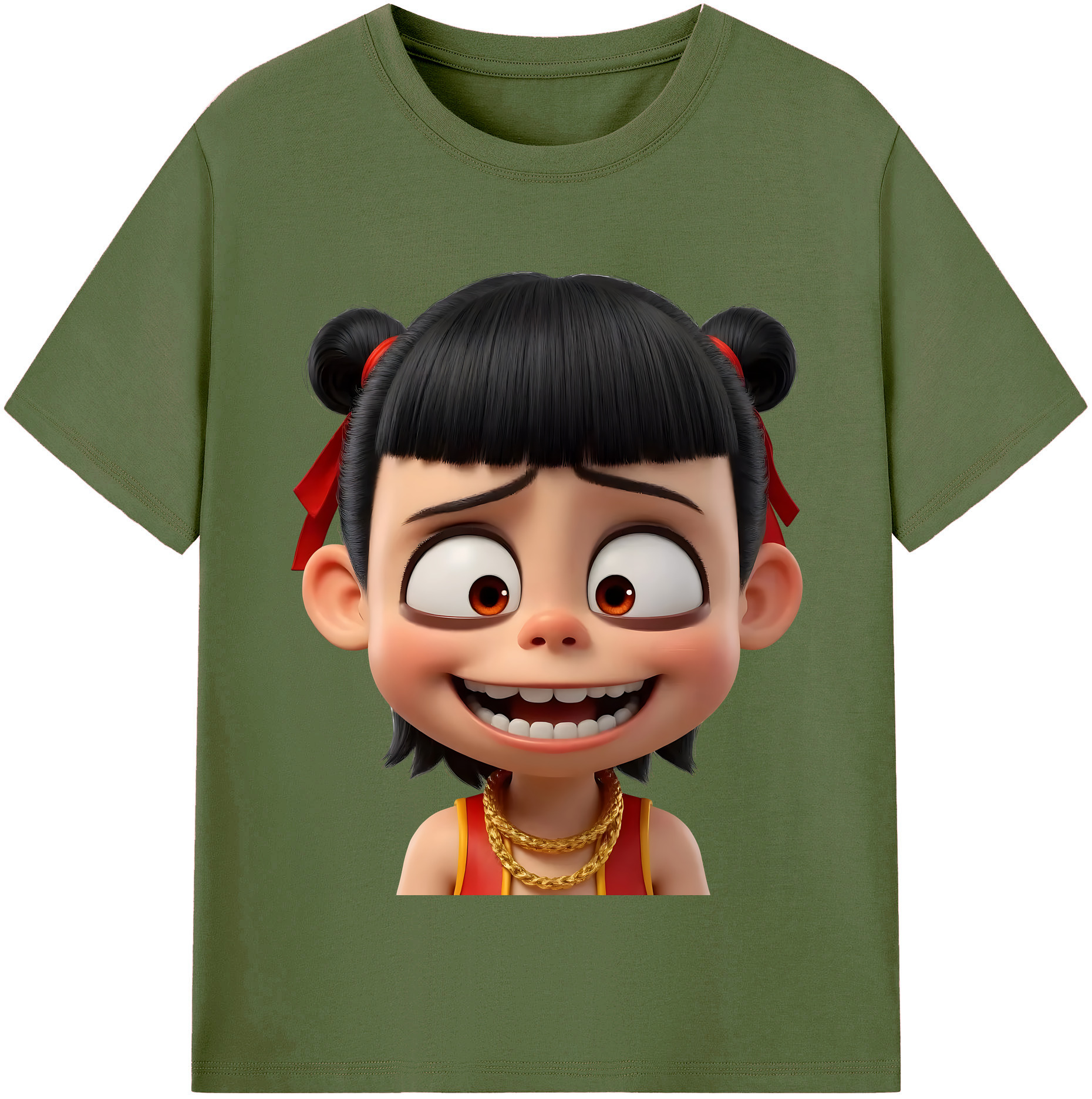 （画像用） Ne Zha 2 ナタ 魔童の大暴れ 綿100％半袖Tシャツ（フロントプリント）
